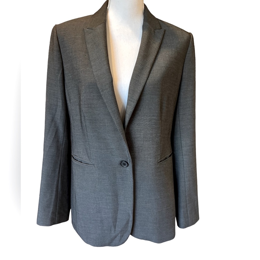 Ann Taylor Structured Blazer Medium Gray Size 10 … - image 1